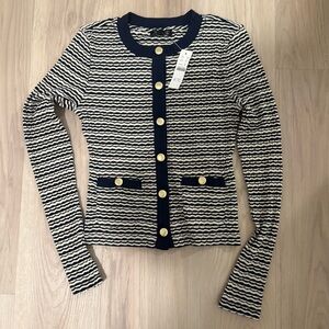 J. Crew Striped Cardigan with Gold Buttons